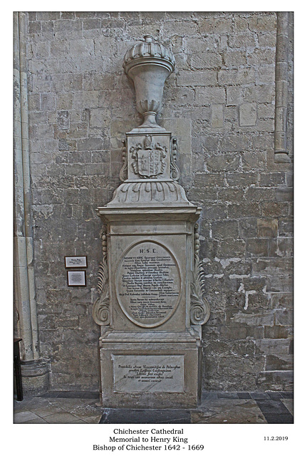 Bishop King's Memorial, Chichester Cathedral, 11 2 2019