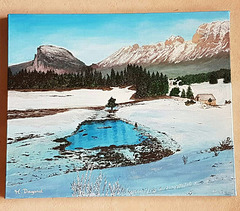 Peinture acrylique,  promenade à la joue du loup  (Hautes-Alpes )