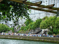 Lourdes The Grotto of Our Lady's apparitions*by Cathy Cotte**Viewed from tha other side of Le Gave depuis la Prairie
