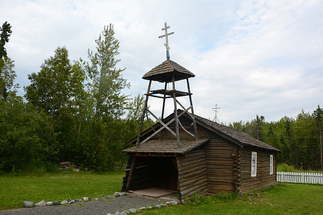 Alaska, Belfry of the Russian Orthodox Wooden Church in Eklutna
