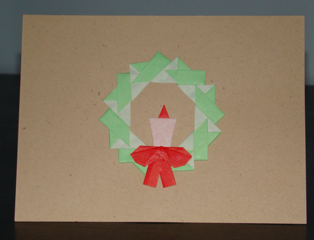Christmas card - Green and white wreath