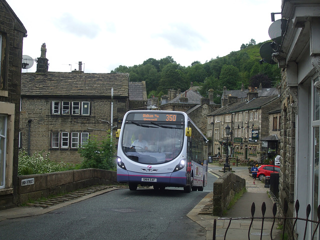 First Manchester 47472 (SN14 EAF) in Delph - 6 Jul 2015 (DSCF0747)