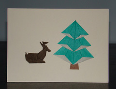 Christmas card - Reindeer and tree