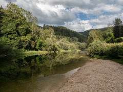 Le Doubs, camping La Tariche, Saint Ursanne, Jura