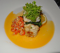 Monkfish with crayfish with a butter sauce