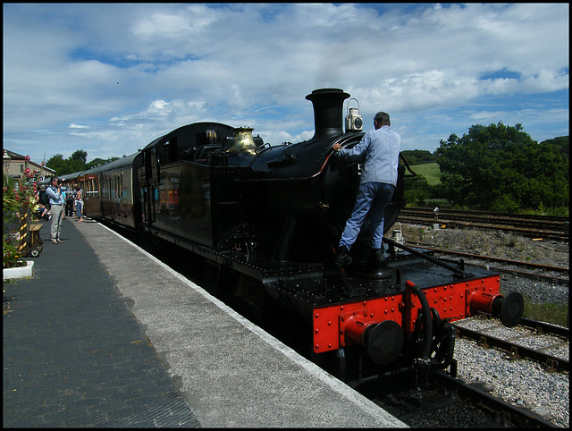 engine at Littlehempston Station