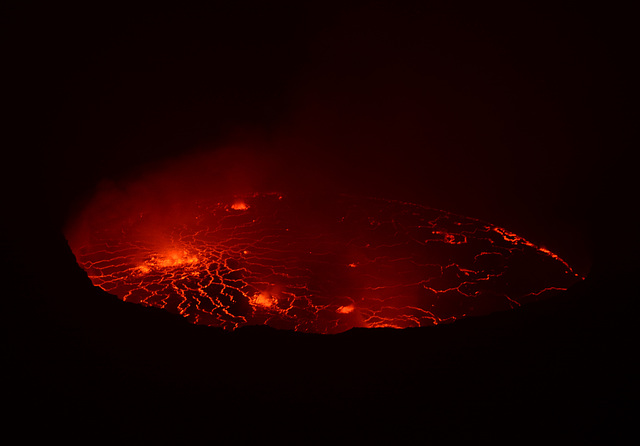 Congo, Lava Lake in the Crater of Nyiragongo Volcano