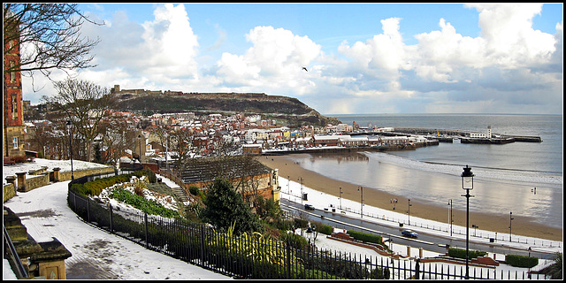 Scarborough Castle and Harbour in Winter