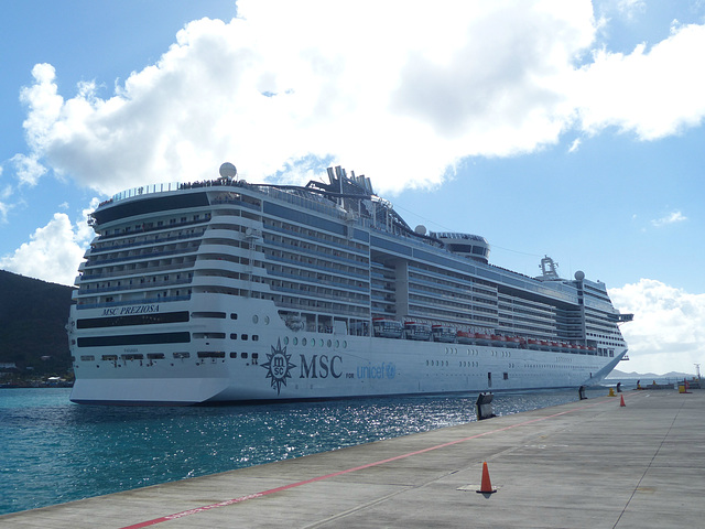 MSC Preziosa arriving at Road Town - 11 March 2019