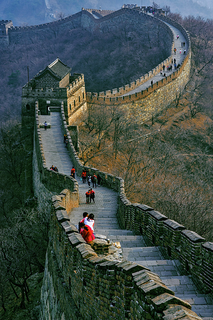 View down the watchtower on the Great Wall