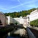 CZ - Karlovy Vary - Tepla river with view of Grandhotel Pupp