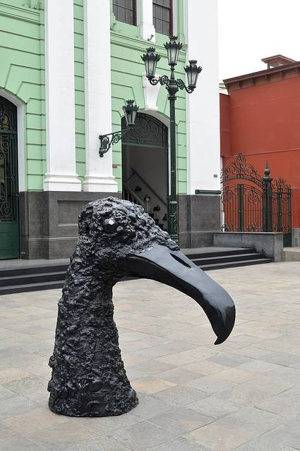 Lima, Sculpture of the Condor's Head in front of House of Peruvian Literature
