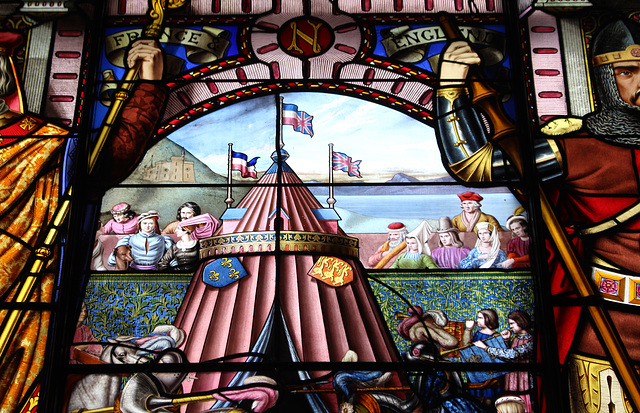 Detail of stained glass in council chamber, Former Town Hall, High Street, Lowestoft, Suffolk