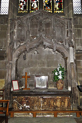 st mary's church, nottingham   (14),tomb in the north transept, made up of a c14 matrix of william de amyas, on the chest tomb of john de tannesley, +1414, under the canopy of thomas thurland, +1474