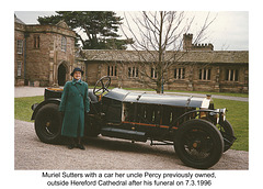 Muriel Sutters with Percy's former car at his funeral - 7.3.1996