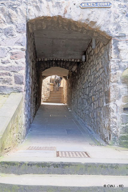Narrow Alley to Milne Court, in the Old Town, Edinburgh