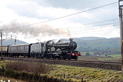 Collett GWR 4073 class Castle 5043 EARL OF MOUNT EDGCUMBE at Scout Green with 1Z43 06.56 Birmingham N.S - Carlisle The Cumbrian Mountaineer 16th March 2024. (steam on from Carnforth)