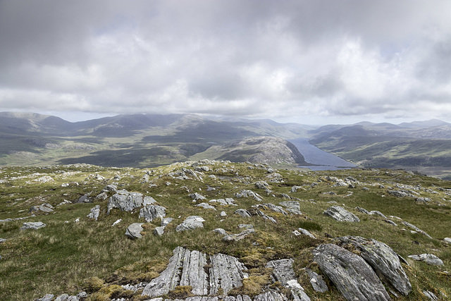 Ben Stack: view south-east to Loch More from Leathad na Stioma
