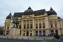 Statue of King Carol I of Romania in front of the University Library on the Square of George Enesku in București