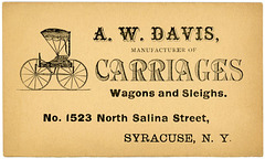 A. W. Davis, Manufacturer of Carriages, Wagons, and Sleighs, Syracuse, N.Y.