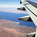 Anflug auf Sharm el Sheikh über dem Sinai, im Hintergrund der Golf von Akaba
