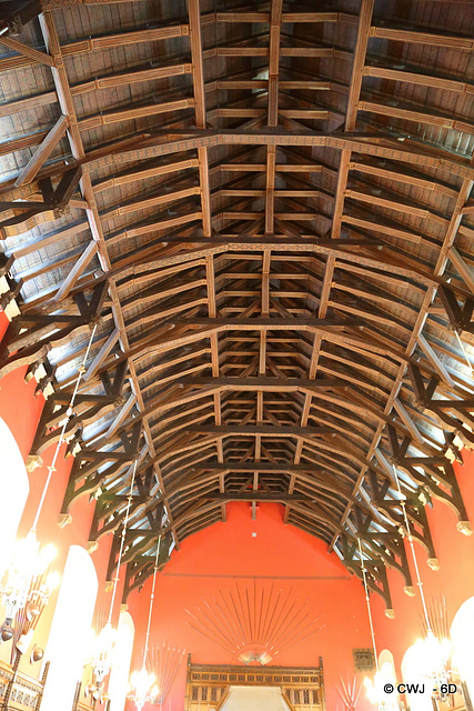 Timbered ceiling structure of the State Hall at Edinburgh Castle