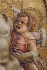 Detail of a Pinnacle from an Altarpiece with Dead Christ Supported by Angels by Crivelli in the Philadelphia Museum of Art, August 2009