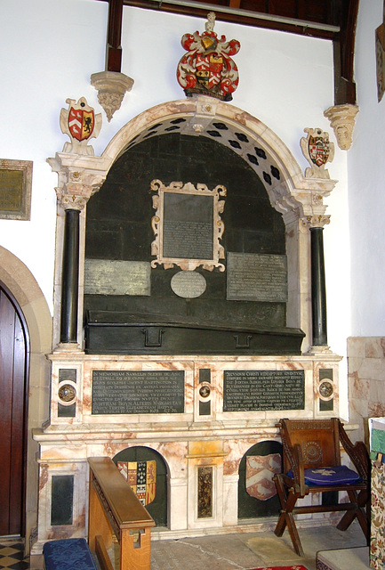 Monument to Judith Sleigh, c1634, St Michael's Church, Sutton on the Hill, Derbyshire