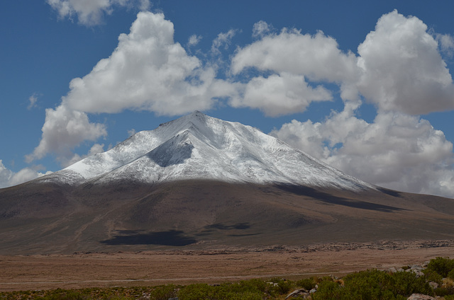 Bolivian Altiplano, Fresh Snow at the Mountain Peak