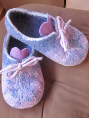 violet felted slippers