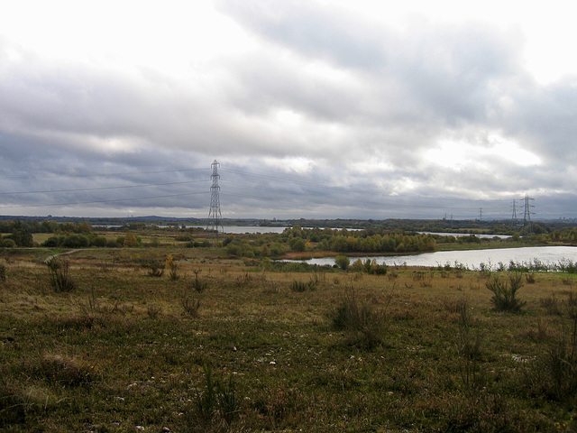 Chasewater and Country Park from high ground (170m) on disused tip.