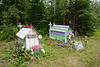 Alaska, Wooden Sarcophaguses at the Cemetery at the Russian Orthodox Church in Eklutna