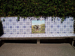Bench with tiles.