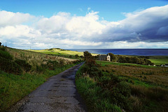 Sutherland, coastal landscape with church