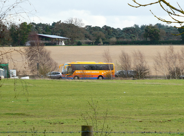 Sanders Coaches Yutong on the A11 at Barton Mills - 15 Mar 2019 (P1000569)