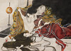 Detail of The Wandering Spirit of Lady Rokujo Attacking Genji s First Wife in the Metropolitan Museum of Art, March 2019