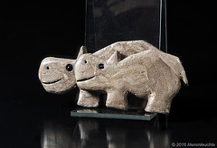 2 Hippos Wandkeramik, Arbeitsprobe Töpferkurs, Keramik, glasiert