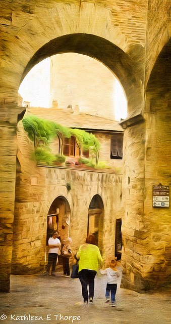 San Gimignano Tuscany Street Scene Topaz Filter Painting OKeeffe
