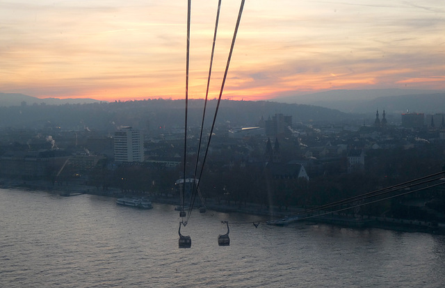 Koblenz at Dusk From the Ehrenbreitstein Cable Car