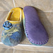 felted slippers blue and yellow
