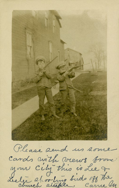 Lee and Lester Shooting Birds Off the Church Steeple, Luthersburg, Pa., 1907