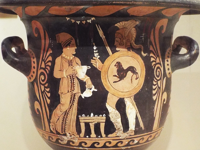 Detail of a Bell Krater Attributed to the Phyton Painter or the Boston Orestes Painter in the Virginia Museum of Fine Arts, June 2018