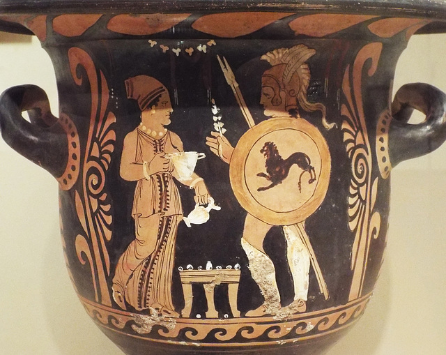 Detail of a Bell Krater Attributed to the Phyton Painter or the Boston Orestes Painter in the Virginia Museum of Fine Arts, June 2018
