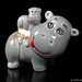 Zirkus-Hippo mit Baby, Gießkeramik, glasiert