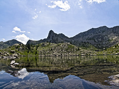 The mountains are reflected in the lake of Sant'Anna