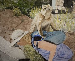 Thieving Macaque in Watercoloor