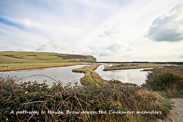 A pathway to Haven Brow across the Cuckmere meanders - 21.10.2016