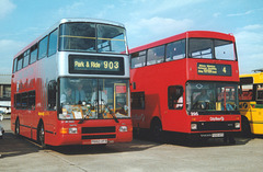 Bristol Omnibus 9660 (P660 UFB) and Southampton Citybus 295 (P295 KPX) at Showbus, Duxford – 21 Sep 1997 (370-28)