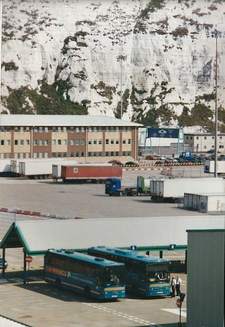 Shearings coaches in the Port of Dover - 12 Aug 1999