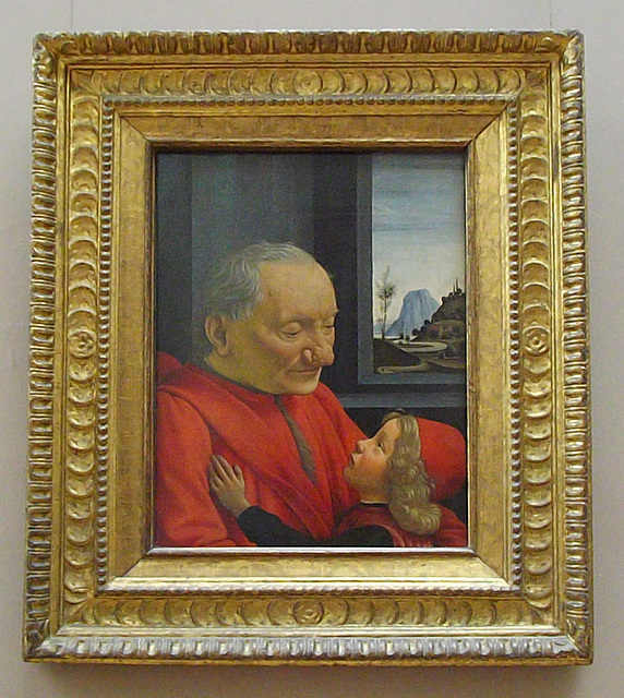 Portrait of an Old Man and a Young Boy by Ghirlandaio in the Louvre, June 2014